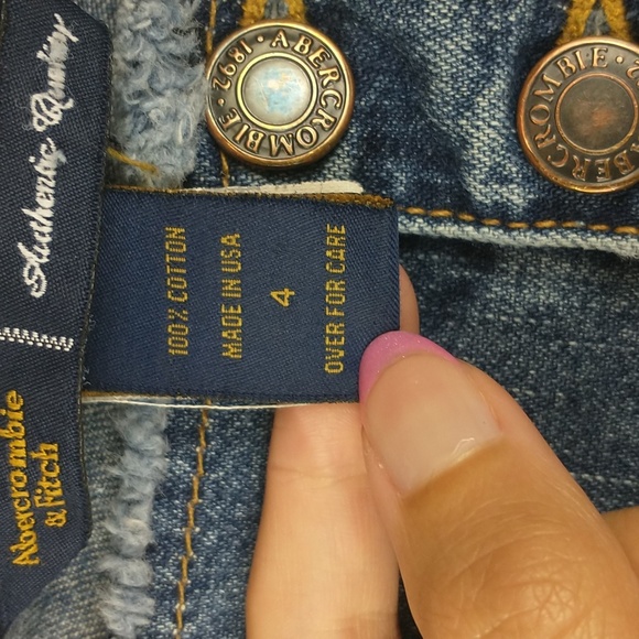 Y2K Vintage Abercrombie & Fitch Womens Cut Off Raw Waist Crop Button Fly Jeans 4 - Picture 8 of 13